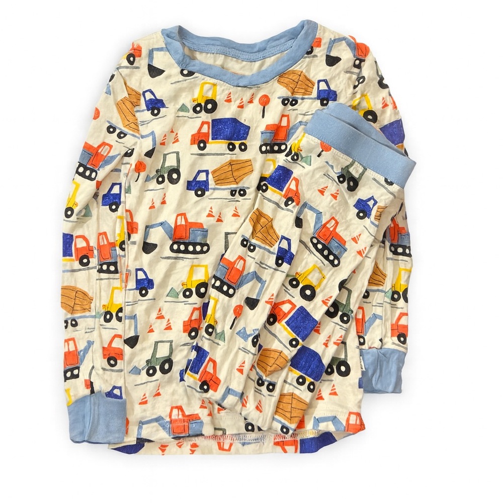 🚧 Little Sleepies “Construction Trucks” Long Sleeve Pajama Set (3T)